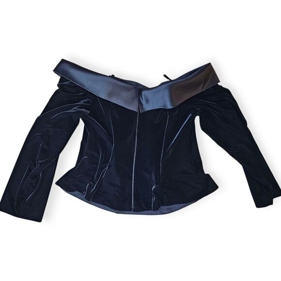 Vintage Alex Evenings Black Velvet Off Shoulder Top - Picture 7 of 10